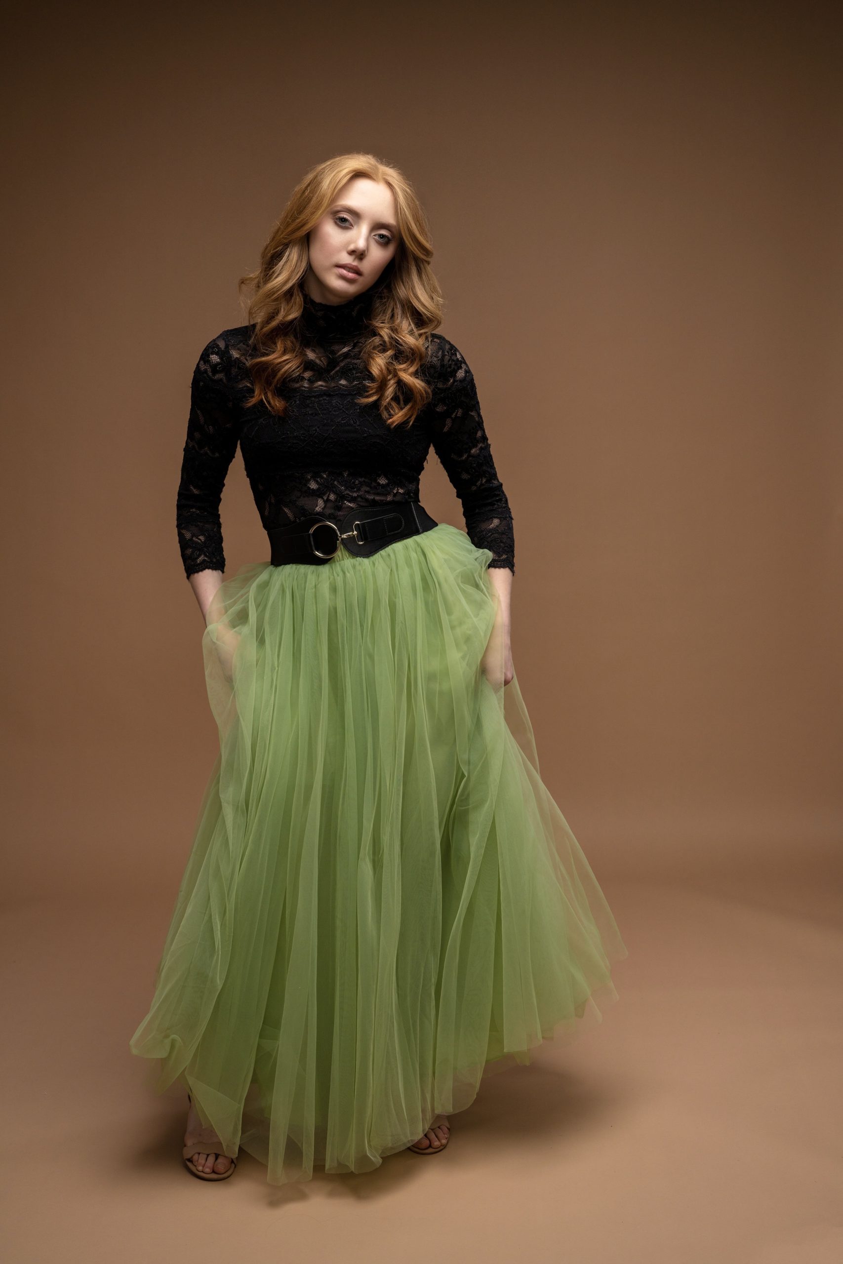 Green Tulle Maxi Skirt